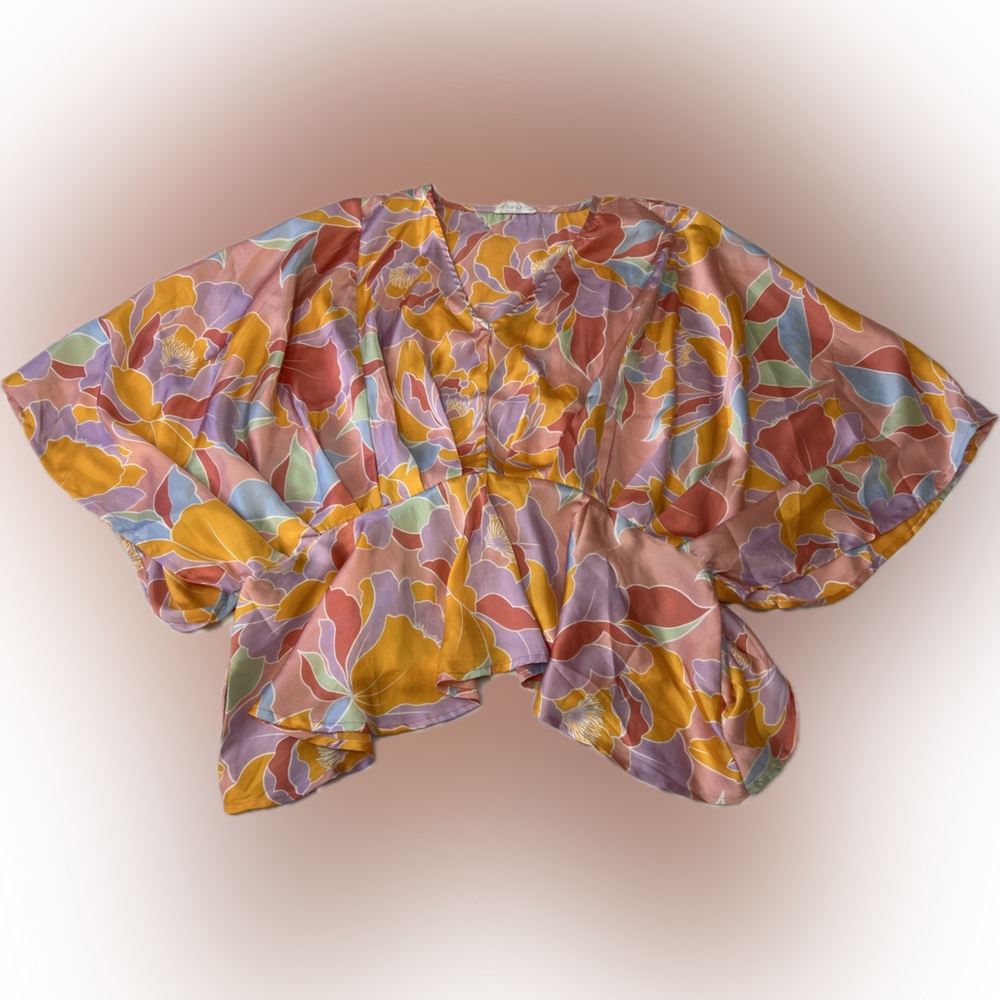 Silky Floral Multicolor Top - Picture 2 of 4